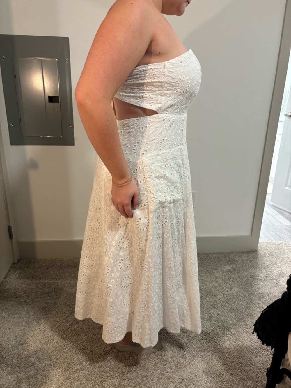 Astr Strapless White Eyelet A-Line Midi Dress NWT - Picture 6 of 6